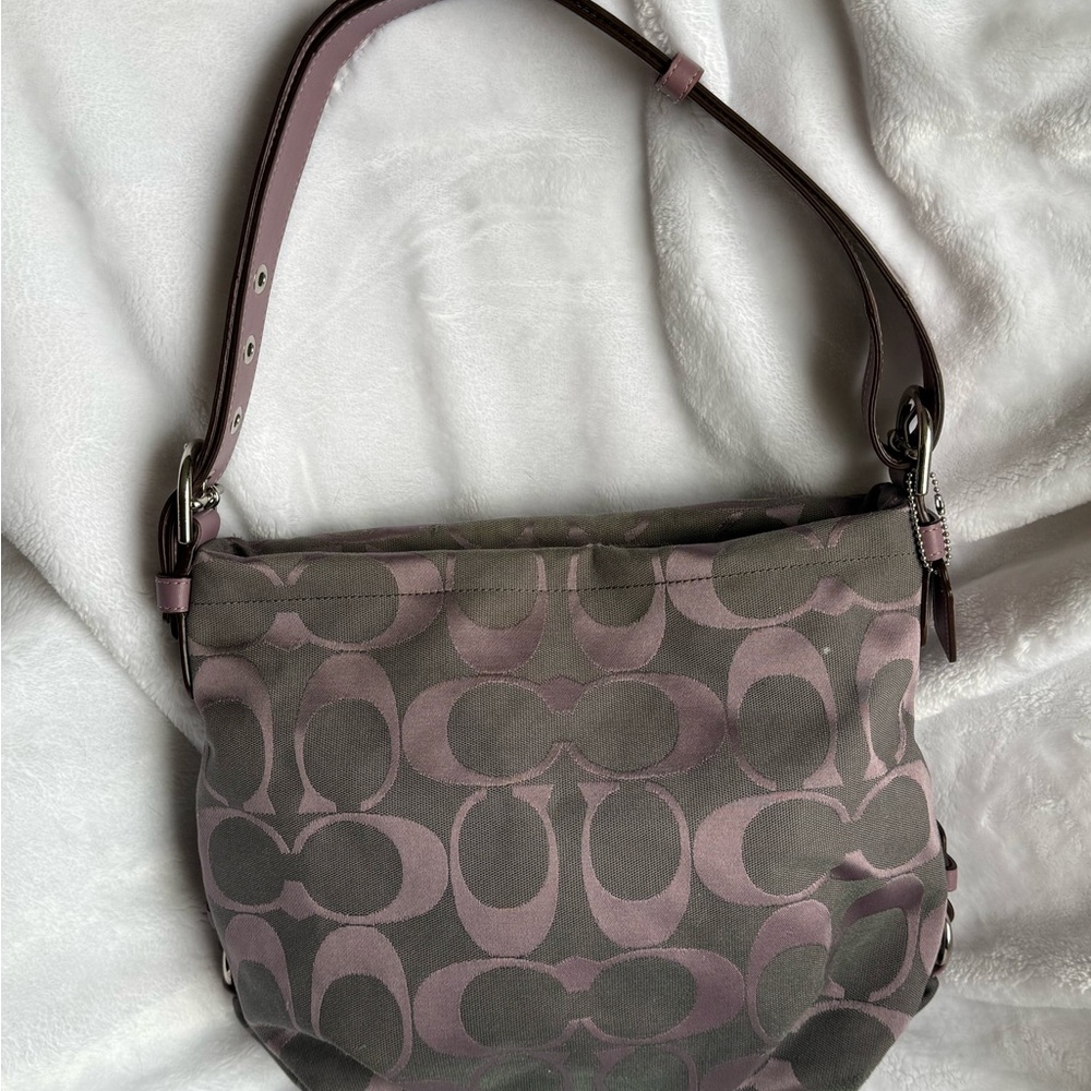 Coach Purple Shoulder Bag with Signature Design